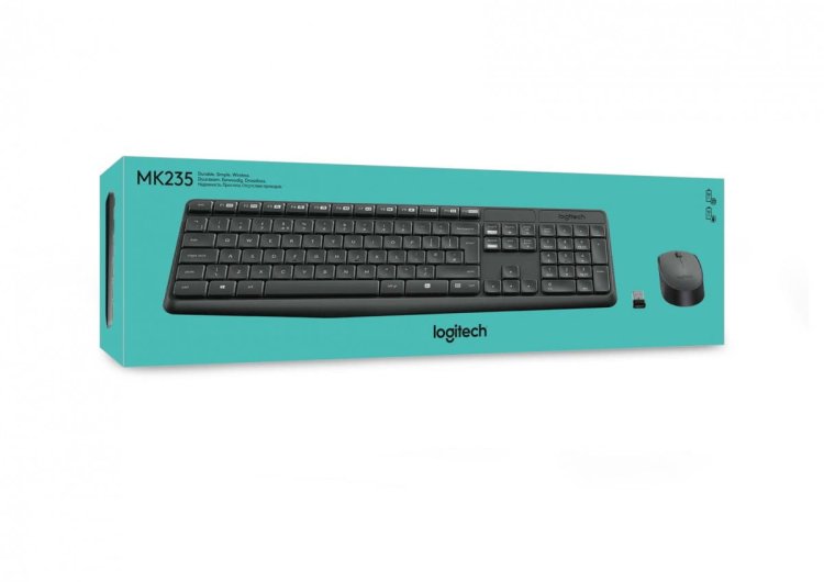 Zestaw klawiatura + mysz membranowa Logitech MK235 920-007931 (USB 3.0; kolor szary; optyczna)