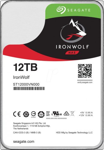 Dysk HDD Seagate IronWolf ST12000VN0008 (12 TB ; 3.5"; SATA; 256 MB; 7200 obr/min)