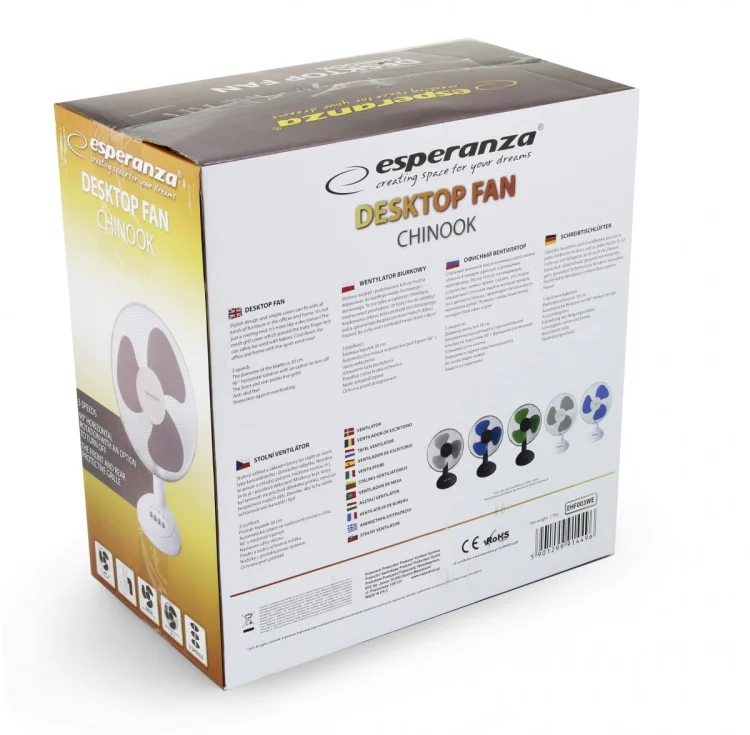 Wentylator biurkowy Esperanza Chinnok EHF003WE (kolor biały, kolor szary)