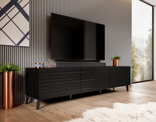 Szafka RTV NOVA 186x40x48 czarny mat