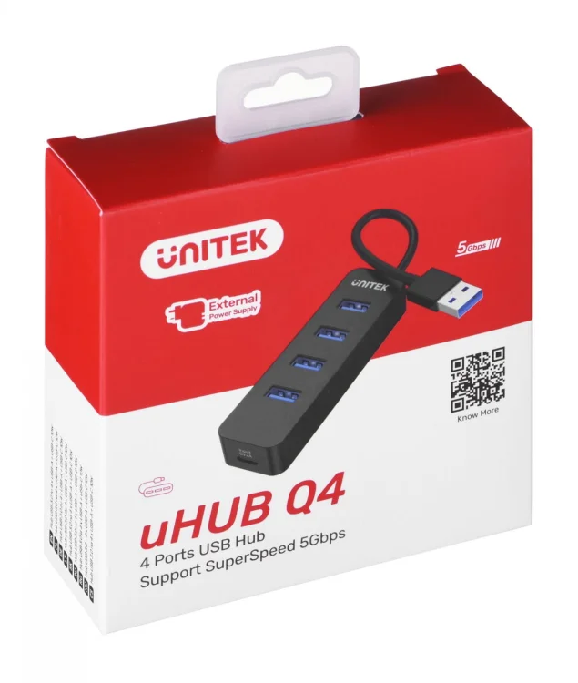 UNITEK HUB USB-A 4X USB-A 3.1, AKTYWNY,10W, H1117A
