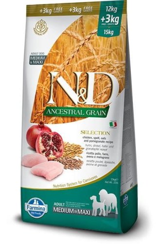 Farmina N&D Ancestral Grain Selection – sucha karma dla psa – 12kg + 3kg