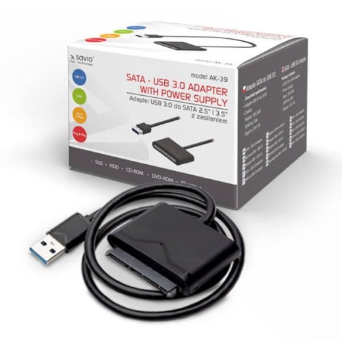 SAVIO ADAPTER USB 3.0 DO DYSKÓW 3.5” Z ZASILANIEM AK-39