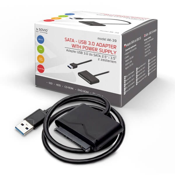 SAVIO ADAPTER USB 3.0 DO DYSKÓW 3.5” Z ZASILANIEM AK-39