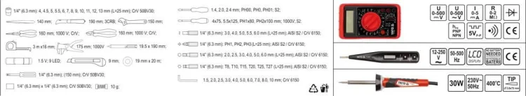 Zestaw narzędzi dla elektryków YATO YT-39009 (68)