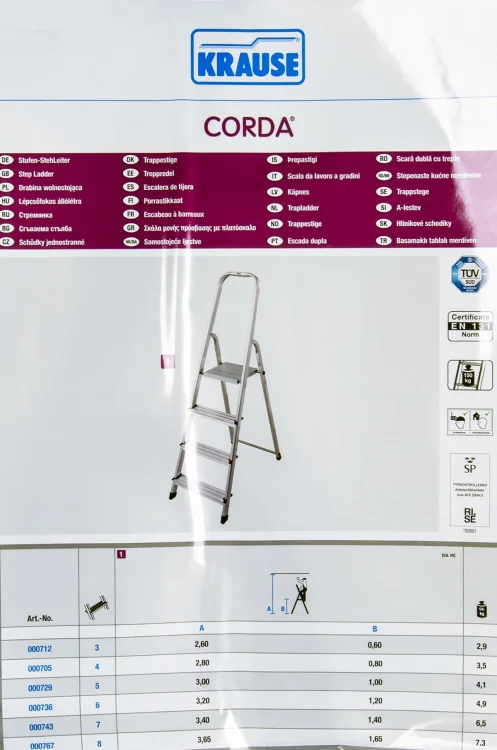 CORDA Drabina domowa aluminiowa 4 stopnie 000705 KRAUSE