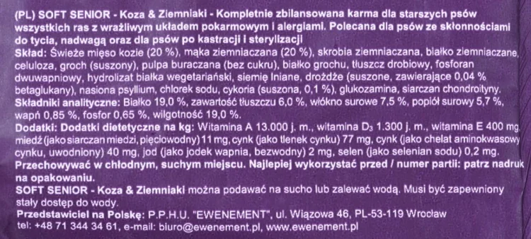 Karma Bosch Plus Senior Kozina & Ziemniak 2,5 kg