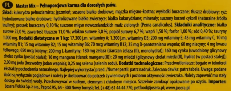 Josera JosiDog Master Mix karma sucha dla psów 15kg