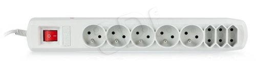 Listwa przeciwprzepięciowa Activejet APN-8g/3m-GR (3 x Typ C, 5 x UTE; 10 A; 3m; kolor szary)