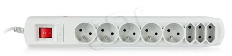 Listwa przeciwprzepięciowa Activejet APN-8g/3m-GR (3 x Typ C, 5 x UTE; 10 A; 3m; kolor szary)