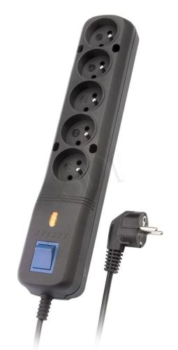 Listwa przeciwprzepięciowa Lestar LV 530W 1,5m (5 x VDE; 10 A; 1,5m; kolor czarny)