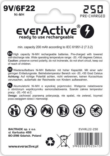 Zestaw akumulatorków everActive EVHRL22-250 (250 mAh ; Ni-MH)