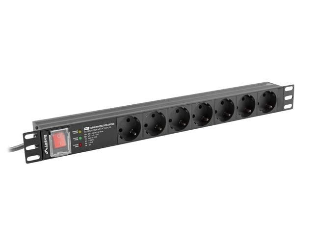 LANBERG LISTWA ZASILAJĄCA RACK PDU PRO 19" (1U, 16A, 7X SHUKO, 2M, CZARNA) PDU-PRO-07F-0200-BK