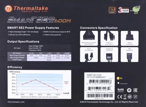 Zasilacz Thermaltake Smart SE2 600W PS-SPS-0600MNSAWE-1 (600 W; Aktywne; 120 mm)