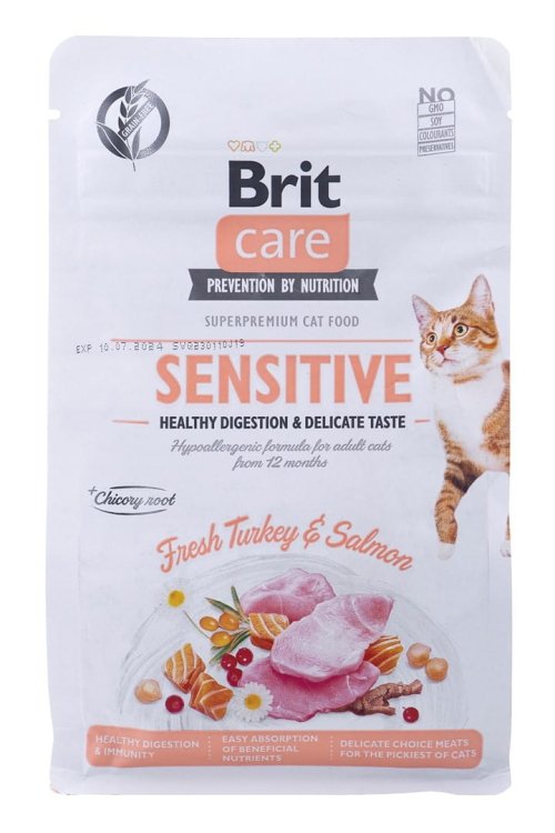 BRIT Care GF Sensitive Turkey&Salmon dla kota 400g
