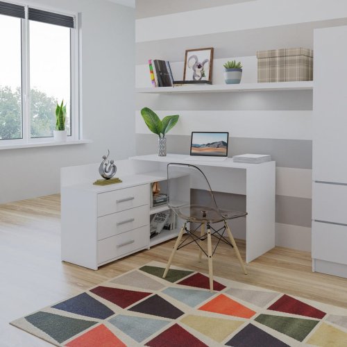 Biurko narożne + komoda DANY 120x50xH76 biały