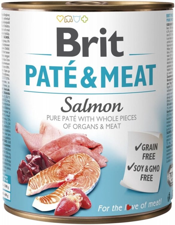 Karma BRIT PATÉ & MEAT z łososiem dla psa 800g
