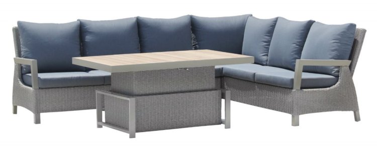 Meble Ogrodowe Rattan Narożniki + Regulowany Stół z Blate