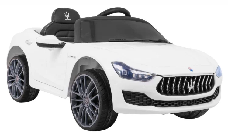 Maserati Ghibli na akumulator dla dzieci Biały + Pilot + Wolny Start + EVA + MP3 USB + LED