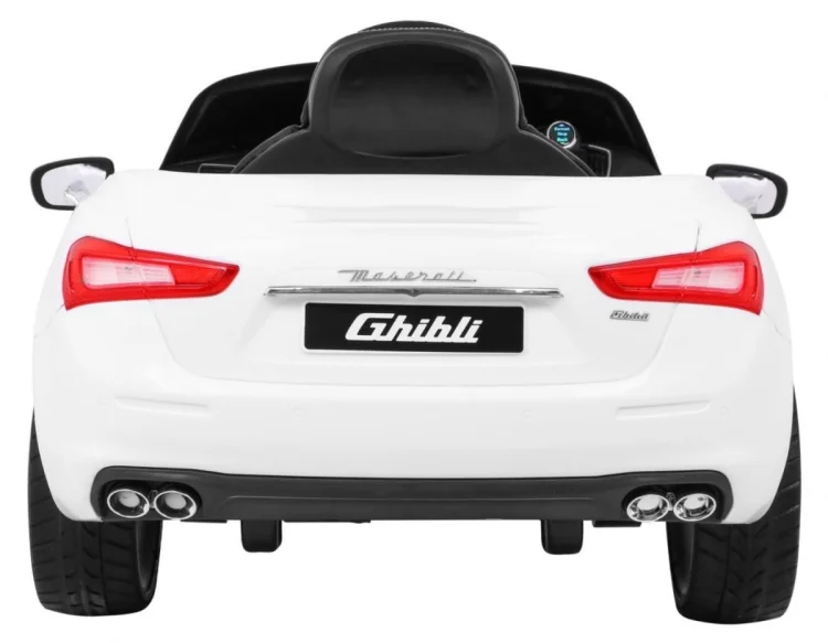 Maserati Ghibli na akumulator dla dzieci Biały + Pilot + Wolny Start + EVA + MP3 USB + LED