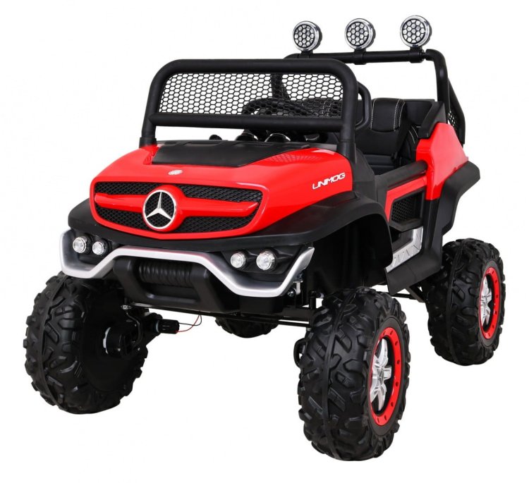 Mercedes Benz Unimog dla dzieci Czerwony + Napęd 4x4 + Pilot + Bagażnik + Wolny Start + MP3 LED