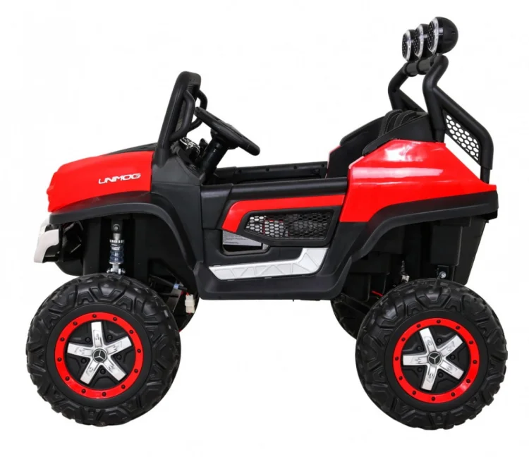 Mercedes Benz Unimog dla dzieci Czerwony + Napęd 4x4 + Pilot + Bagażnik + Wolny Start + MP3 LED