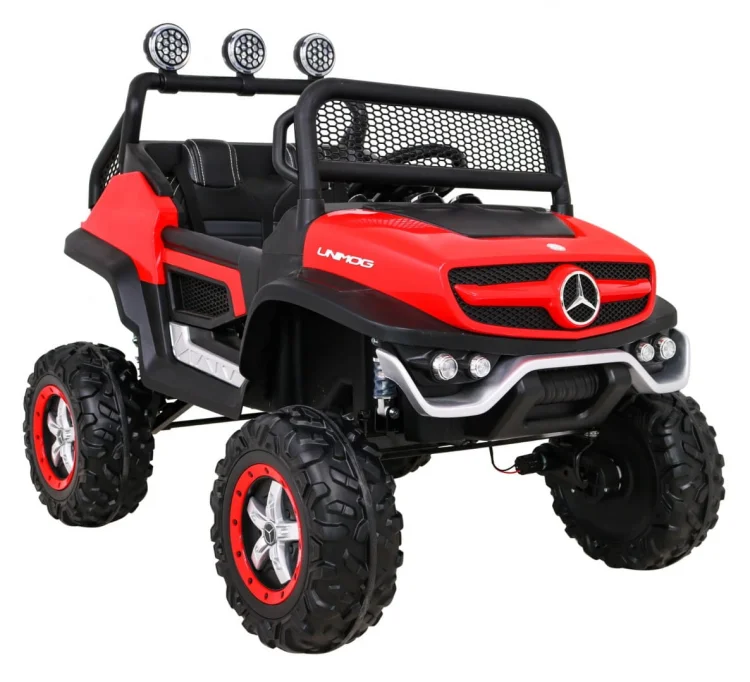 Mercedes Benz Unimog dla dzieci Czerwony + Napęd 4x4 + Pilot + Bagażnik + Wolny Start + MP3 LED