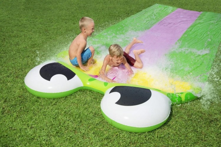 Potrójny Ślizg Wodny Żabka dla dzieci 3+ Tor 488cm BESTWAY + Łatka naprawcza