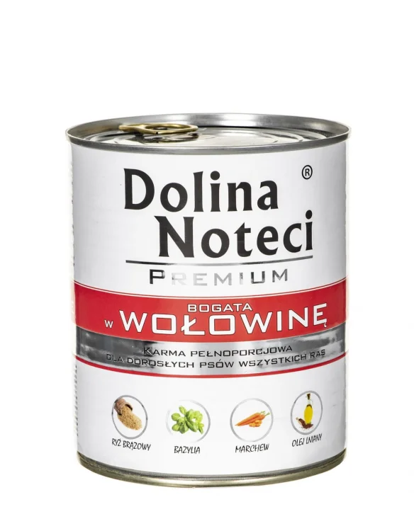 DOLINA NOTECI Premium bogata w wołowinę - mokra karma dla psa - 800g