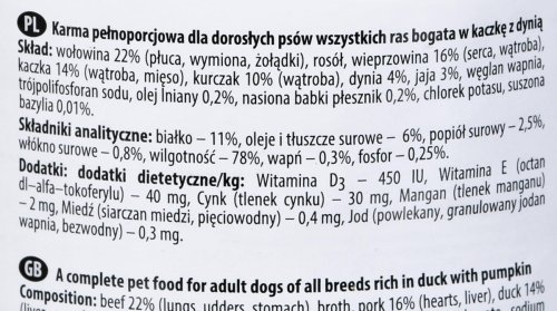 Karma DOLINA NOTECI Premium Kaczka i Dynia (0,40 kg )