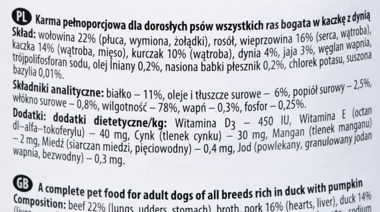 Karma DOLINA NOTECI Premium Kaczka i Dynia (0,40 kg )