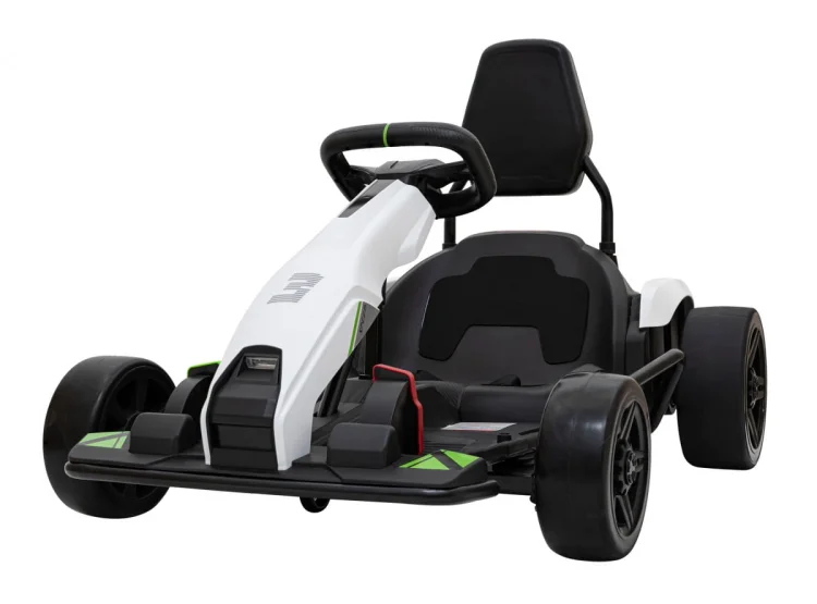 Gokart Fast 3 Drift na akumulator dla dzieci Biały + Funkcja driftu + Silniki 2x150W + Radio LED + Pasy