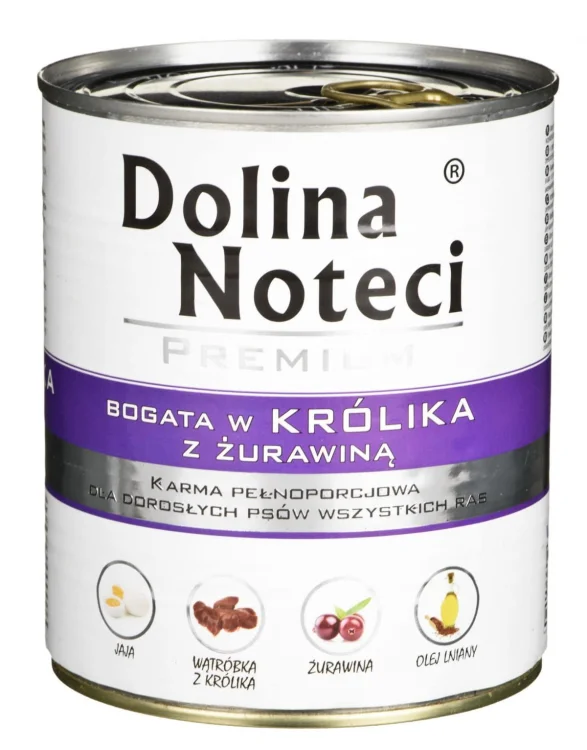 DOLINA NOTECI Premium bogata w królika z żurawiną - mokra karma dla psa - 800g