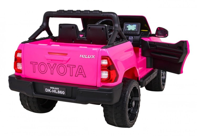 Toyota Hilux na akumulator dla dzieci Różowy + Napęd 4x4 + Pilot + 2 bagażniki + Radio MP3 + LED