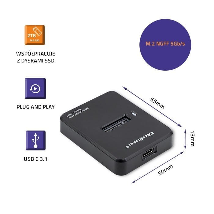 QOLTEC STACJA DOKUJĄCA DYSKÓW SSD M.2 SATA | NGFF | USB 3.1