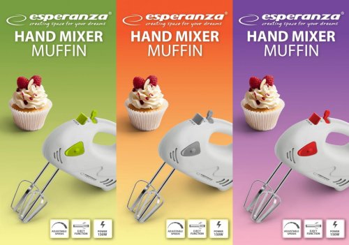 Mikser ręczny Esperanza Muffin EKM007R (150W; kolor czerwony)
