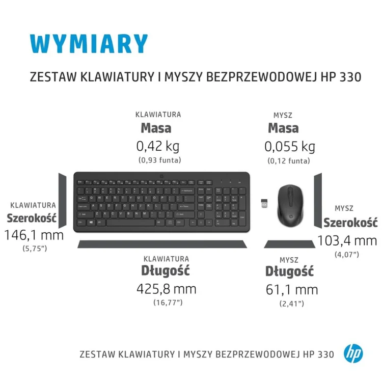 HP 330  klawiatura i mysz, 2V9E6AA czarny