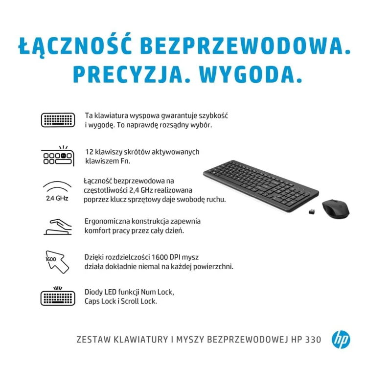HP 330  klawiatura i mysz, 2V9E6AA czarny