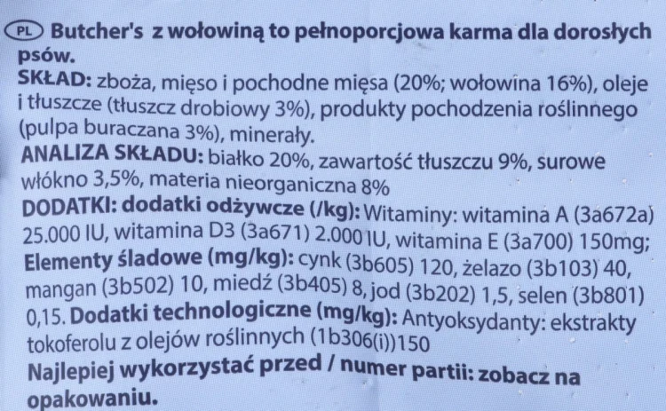 BUTCHER'S z wołowiną 15kg