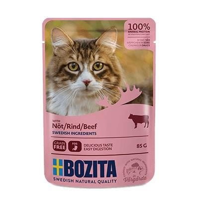 BOZITA Mięsne kawałki w sosie z wołowiną - saszetka dla kota - 85g