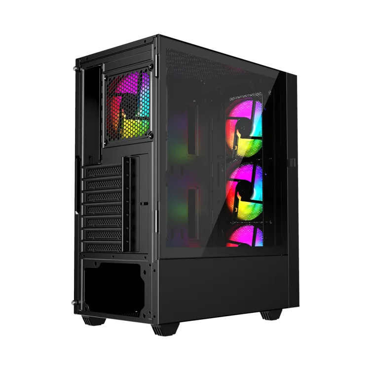 GEMBIRD OBUDOWA FORNAX 4000 MIDI-TOWER (2X USB 3.0, 1X USB 2.0, HD AUDIO, SZKLANY PANEL BOCZNY, PODŚWIETLENIE ARGB) CZARNA