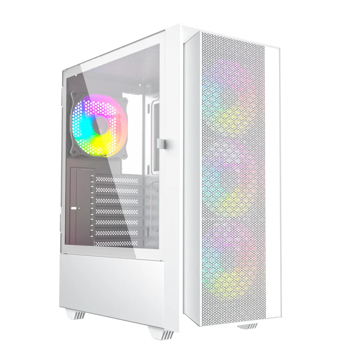 GEMBIRD OBUDOWA FORNAX 4000W MIDI-TOWER (2X USB 3.0, 1X USB 2.0, HD AUDIO, SZKLANY PANEL BOCZNY, PODŚWIETLENIE ARGB) BIAŁA