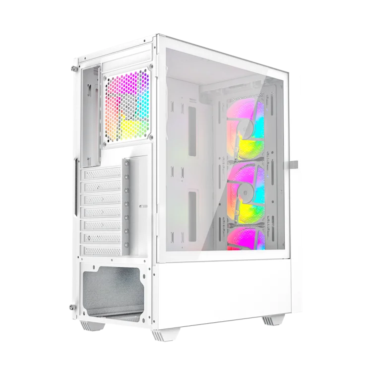 GEMBIRD OBUDOWA FORNAX 4000W MIDI-TOWER (2X USB 3.0, 1X USB 2.0, HD AUDIO, SZKLANY PANEL BOCZNY, PODŚWIETLENIE ARGB) BIAŁA
