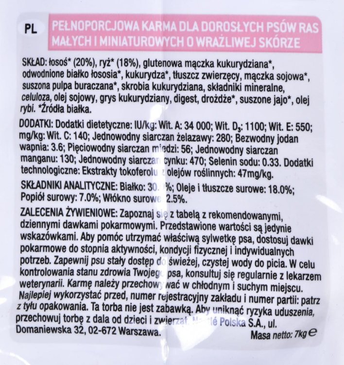 PURINA PRO PLAN Adult Small&Mini Sensitive Skin 7kg