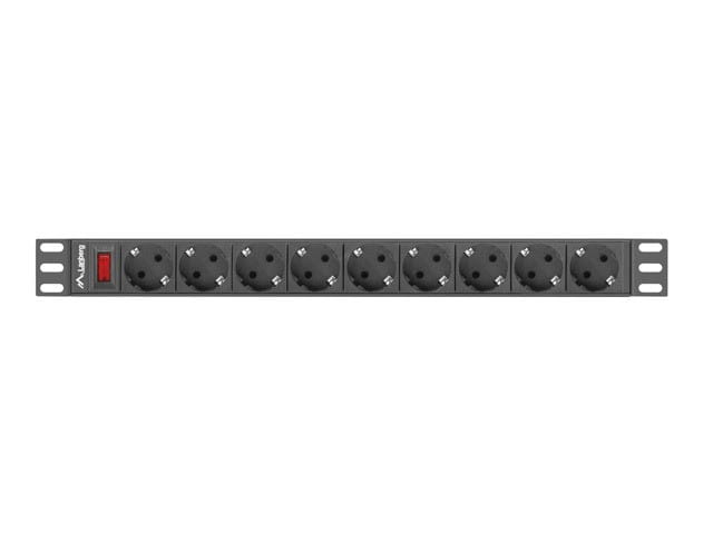 LANBERG LISTWA ZASILAJĄCA RACK 19" PDU 1U, 16A, 9X SHUKO, 3M PDU-09F-0300-BK