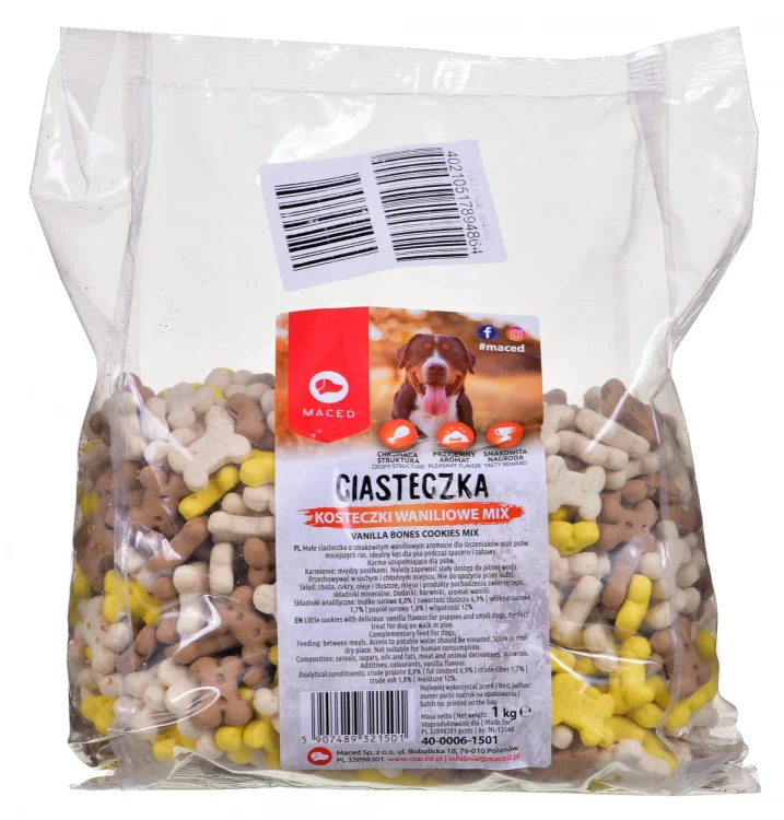 Maced Ciastka Kostka Wanilia Mix - przysmak dla psa - 1kg