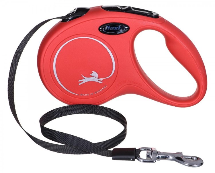 Smycz NEW CLASSIC S taśma -5m -do 15kg czerwony
