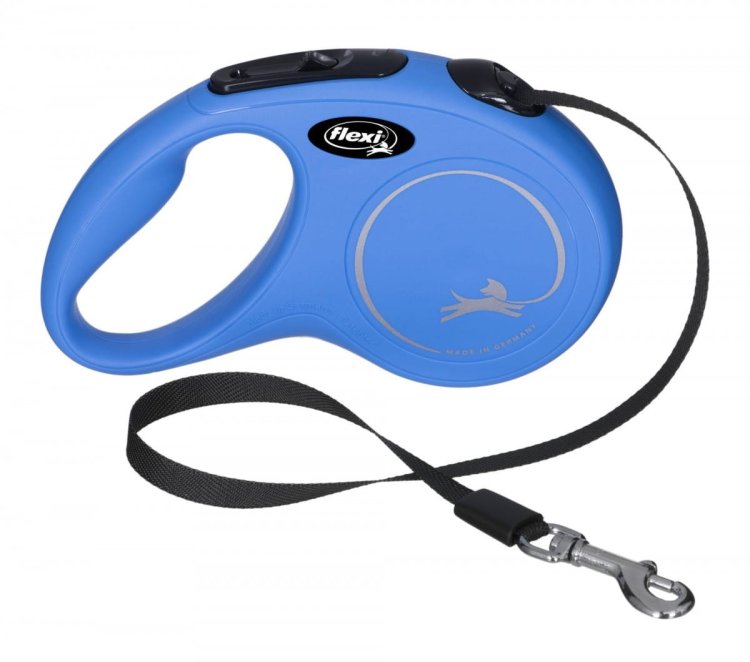 Smycz NEW CLASSIC S taśma -5m -do 15kg niebieski