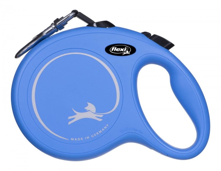 FLEXI Smycz automatyczna NEW CLASSIC L taśma kolor: niebieski - 8m - do 50kg