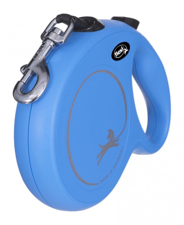 FLEXI Smycz automatyczna NEW CLASSIC L taśma kolor: niebieski - 8m - do 50kg